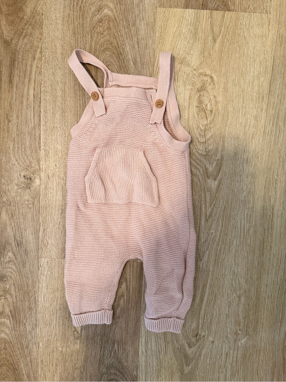 Gots Organic cotton Knit Pink Baby Overalls 3m
